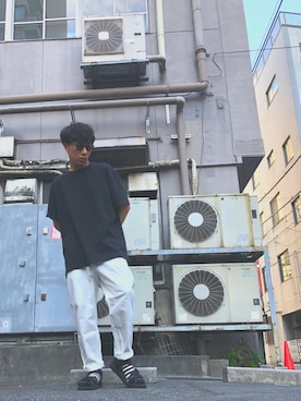 「ボーダーソックス」｜「アイテム（サンダル）」を使った、tamusonさん（メンズ・171cm）の夏コーディネート