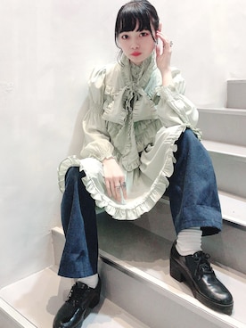 「グリーンブラウス」｜木鳩（こばと）さん（レディース・162cm）の夏コーディネート