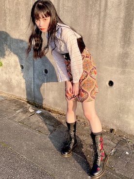 「ヴィンテージワンピース」｜「アイテム（ブーツ）」を使った、木鳩（こばと）さん（レディース・162cm）の秋コーディネート