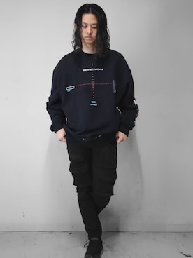 「A4A（エーフォーエー）のアイテム（スウェット）」を使った、KENTO TAKAHASHIさん（メンズ・170cm）の冬コーディネート