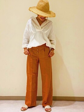 「Auntie Rosa Holiday（アンティローザホリデー）のアイテム（その他パンツ）」を使った、Kiyoraさん（レディース・160cm）の夏コーディネート