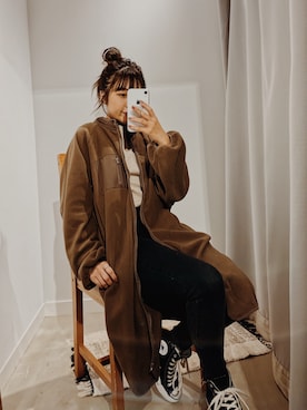 「Aunt Marie's（アントマリーズ）のAUNT MARIE'S デニムスキニーパンツ（デニムパンツ）」を使った、Kiyoraさん（レディース・160cm）の秋コーディネート