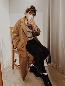 「アイテム（チェスターコート）」を使った、Kiyoraさん（レディース・160cm・10代）の秋コーディネート