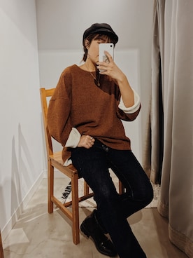 「SLY（スライ）のアイテム（デニムパンツ）」を使った、Kiyoraさん（レディース・160cm）の秋コーディネート