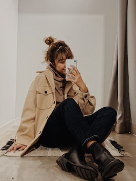 「SLY（スライ）のアイテム（デニムパンツ）」を使った、Kiyoraさん（レディース・160cm）の冬コーディネート