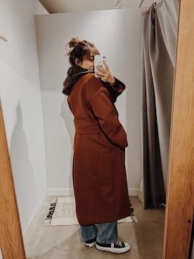 「アイテム（チェスターコート）」を使った、Kiyoraさん（レディース・160cm・10代）の冬コーディネート