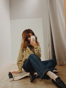 「Auntie Rosa Holiday（アンティローザホリデー）の【Holiday】スウェード裏毛ルーズパーカー（パーカー）」を使った、Kiyoraさん（レディース・160cm）の冬コーディネート