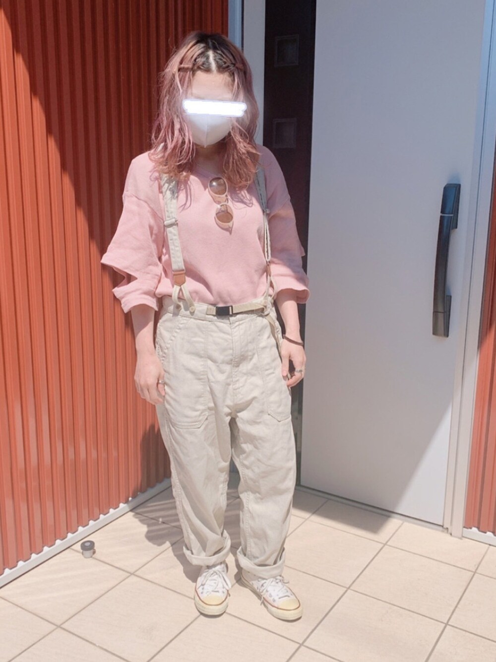 R3827 フレンチワークサスペンダーパンツを使った人気ファッション