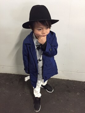 「BACK NUMBER（バックナンバー）のアイテム（ステンカラーコート）」を使った、ながたさんちさん（キッズ・110cm）の冬コーディネート