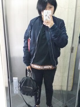 「Alexander Wang」｜「アイテム（スタジャン）」を使った、sakiさん（レディース・160cm）の冬コーディネート