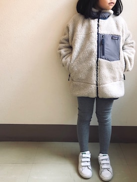 「レトロX」｜「アイテム（ダウンジャケット/コート）」を使った、nicoさん（キッズ・120cm）の秋コーディネート