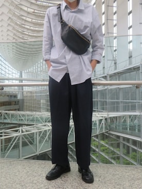 「glabella（グラベラ）のスプリットレザー（牛床革） Uチップ オックスフォード シューズ（ドレスシューズ）」を使った、kazuさん（メンズ・178cm）の春コーディネート