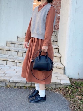 「LENO（リノ）のアイテム（ワンピース/ドレス）」を使った、mikaさん（レディース・159cm）の冬コーディネート
