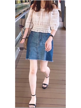 「& chouette（アンドシュエット）のアイテム（ショルダーバッグ）」を使った、みいさん（レディース・169cm）の夏コーディネート