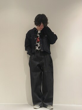 「Lui's（ルイス）のアイテム（デニムジャケット）」を使った、r.kobata1204さん（メンズ・182cm）の春コーディネート