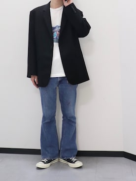 「CONVERSE（コンバース）のCONVERSE コンバース オール スター オックス / ALL STAR OX(BLACK) 32160321（スニーカー）」を使った、r.kobata1204さん（メンズ・182cm・20代）の夏コーディネート