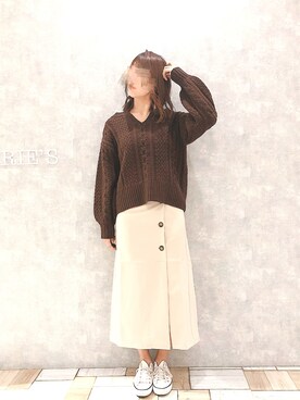 「Aunt Marie's（アントマリーズ）のアイテム（ニット/セーター）」を使った、___Nanaさん（レディース・170cm）の秋コーディネート
