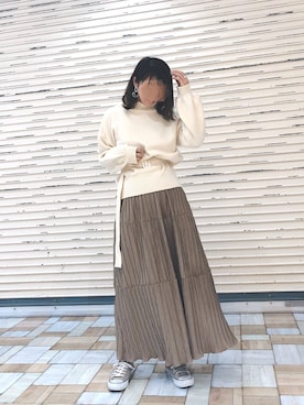 「Aunt Marie's（アントマリーズ）のアイテム（ニット/セーター）」を使った、___Nanaさん（レディース・170cm）の冬コーディネート