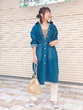 「アントマリーズ」｜「アイテム（シャツワンピース）」を使った、___Nanaさん（レディース・170cm）の春コーディネート