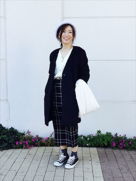 「スヌード」｜「アイテム（ノーカラージャケット）」を使った、THE SHOP TK officialさん（レディース・157cm）の秋コーディネート