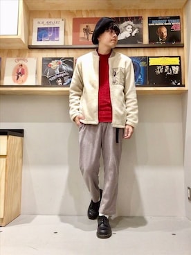 「ジャージーパンツ」｜「アイテム（ブルゾン）」を使った、THE SHOP TK officialさん（メンズ・182cm）の冬コーディネート