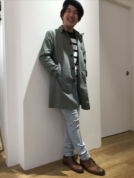 「ライトブルー」｜「アイテム（ハンチング/ベレー帽）」を使った、THE SHOP TK officialさん（メンズ・165cm）の冬コーディネート