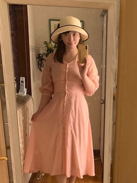 「MISCH MASCH（ミッシュマッシュ）のアイテム（シャツワンピース）」を使った、菅野奈織美さん（レディース・156cm）の春コーディネート