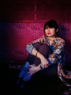 「Handmade（ハンドメイド）のアイテム（チュニック）」を使った、Sayuri 一縷のさん（レディース・158cm）の春コーディネート