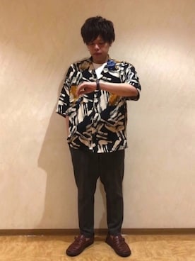 「虎柄」｜tk.TAKEO KIKUCHI溝口丸井さん（メンズ・175cm）の夏コーディネート