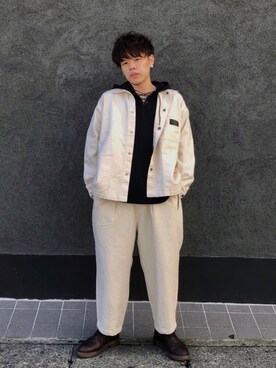「tk.TAKEO KIKUCHI」｜「アイテム（デニムジャケット）」を使った、tk.TAKEO KIKUCHI溝口丸井さん（メンズ・175cm）の秋コーディネート