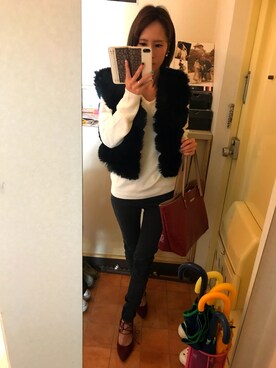 「PINKY&DIANNE（ピンキーアンドダイアン）のアイテム（トートバッグ）」を使った、夏希さん（レディース・153cm）の秋コーディネート