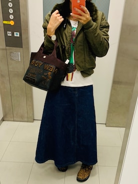 「KOBE LETTUCE（コウベレタス）のアイテム（ブルゾン）」を使った、夏希さん（レディース・153cm）の冬コーディネート