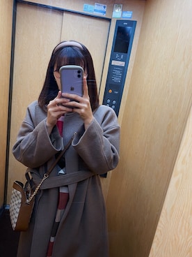 「Mila Owen（ミラオーウェン）のアイテム（ノーカラーコート）」を使った、noritamaさん（レディース・159cm）の冬コーディネート