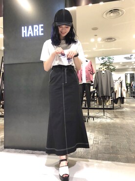 hiraishimisakiさんの「ステッチマキシスカート(HARE)」を使ったコーディネート