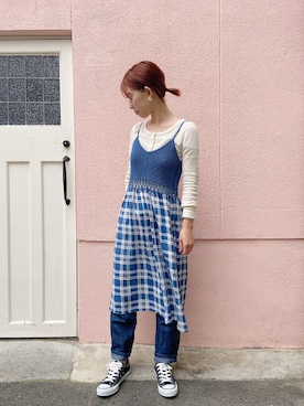 「CONVERSE（コンバース）のCONVERSE コンバース オール スター オックス / ALL STAR OX(BLACK) 32160321（スニーカー）」を使った、ゆっこさん（レディース・156cm・20代）の夏コーディネート