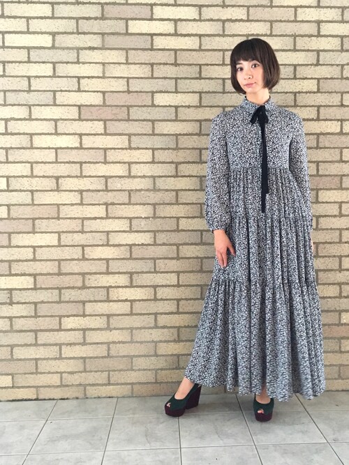 メゾン ド リーファー LI HUA 花柄 ワンピース 38美品 高級品市場