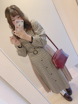 「プリーツ」｜「アイテム（シャツワンピース）」を使った、あずさんさん（レディース・156cm）の冬コーディネート