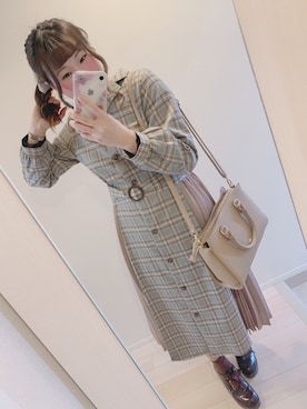 「ポニーテール」｜「アイテム（シャツワンピース）」を使った、あずさんさん（レディース・156cm）の冬コーディネート