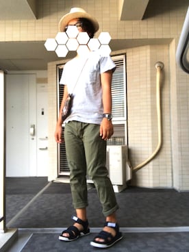 「OLD NAVY（オールドネイビー）のアイテム（帽子）」を使った、ファーサイドさん（メンズ・165cm）の夏コーディネート