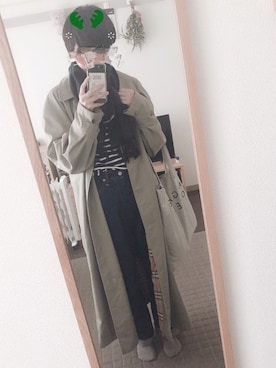 「MUJI」｜「アイテム（ステンカラーコート）」を使った、kyasoさん（レディース・165cm）の冬コーディネート