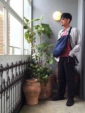 「SASQUATCHfabrix.（サスクワァッチファブリックス）のアイテム（カーゴパンツ）」を使った、野田崇太郎 GARDEN渋谷さん（メンズ・183cm）の夏コーディネート