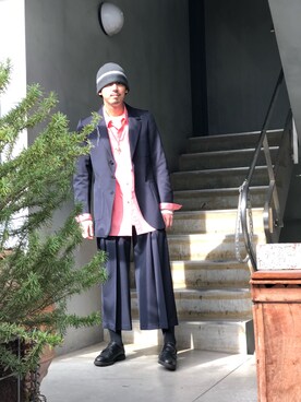 「SUNSEA（サンシー）のアイテム（帽子）」を使った、野田崇太郎 GARDEN渋谷さん（メンズ・183cm）の秋コーディネート