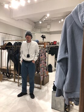 「SASQUATCHfabrix.（サスクワァッチファブリックス）のアイテム（スウェット）」を使った、野田崇太郎 GARDEN渋谷さん（メンズ・183cm）の冬コーディネート