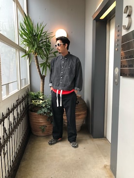 「SASQUATCHfabrix.（サスクワァッチファブリックス）のアイテム（シャツ/ブラウス）」を使った、野田崇太郎 GARDEN渋谷さん（メンズ・183cm）の夏コーディネート