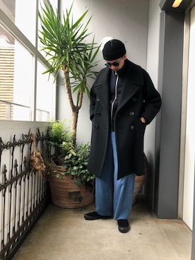 「ROBES&CONFECTIONS（ローブスコンフェクションズ）のアイテム（ピーコート）」を使った、野田崇太郎 GARDEN渋谷さん（メンズ・183cm）の秋コーディネート