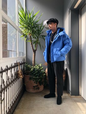 「bukht」｜「アイテム（ダウンジャケット/コート）」を使った、野田崇太郎 GARDEN渋谷さん（メンズ・183cm）の秋コーディネート