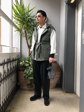「Yohji Yamamoto（ヨウジヤマモト）のアイテム（パンツ）」を使った、野田崇太郎 GARDEN渋谷さん（メンズ・183cm）の冬コーディネート