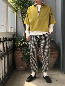 「bukht」｜「アイテム（スリッポン）」を使った、野田崇太郎 GARDEN渋谷さん（メンズ・183cm）の春コーディネート