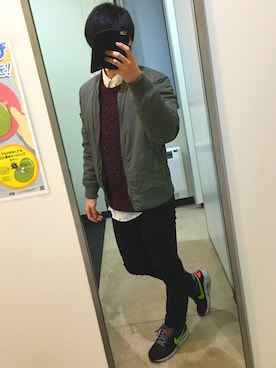 「L.H.P（エルエイチピー）のアイテム（MA-1）」を使った、もんさん（メンズ・176cm）の冬コーディネート