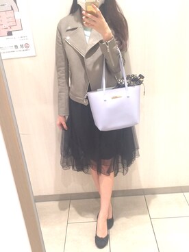 「SPIRALGIRL（スパイラルガール）のアイテム（ライダースジャケット）」を使った、ladyさん（レディース・161cm）の春コーディネート